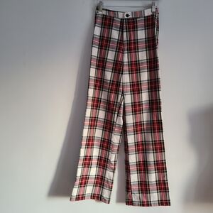 Brandy Melville Red and White Plaid High Waist Pants Size 24